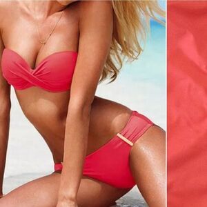 Victoria's Secret 2014 Coral Side Logo Lowrise Bikini Bottoms Large NWOT